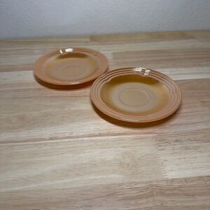 1950s Vintage Fire-King Peach Lustre 2 Saucer Anchor Hocking